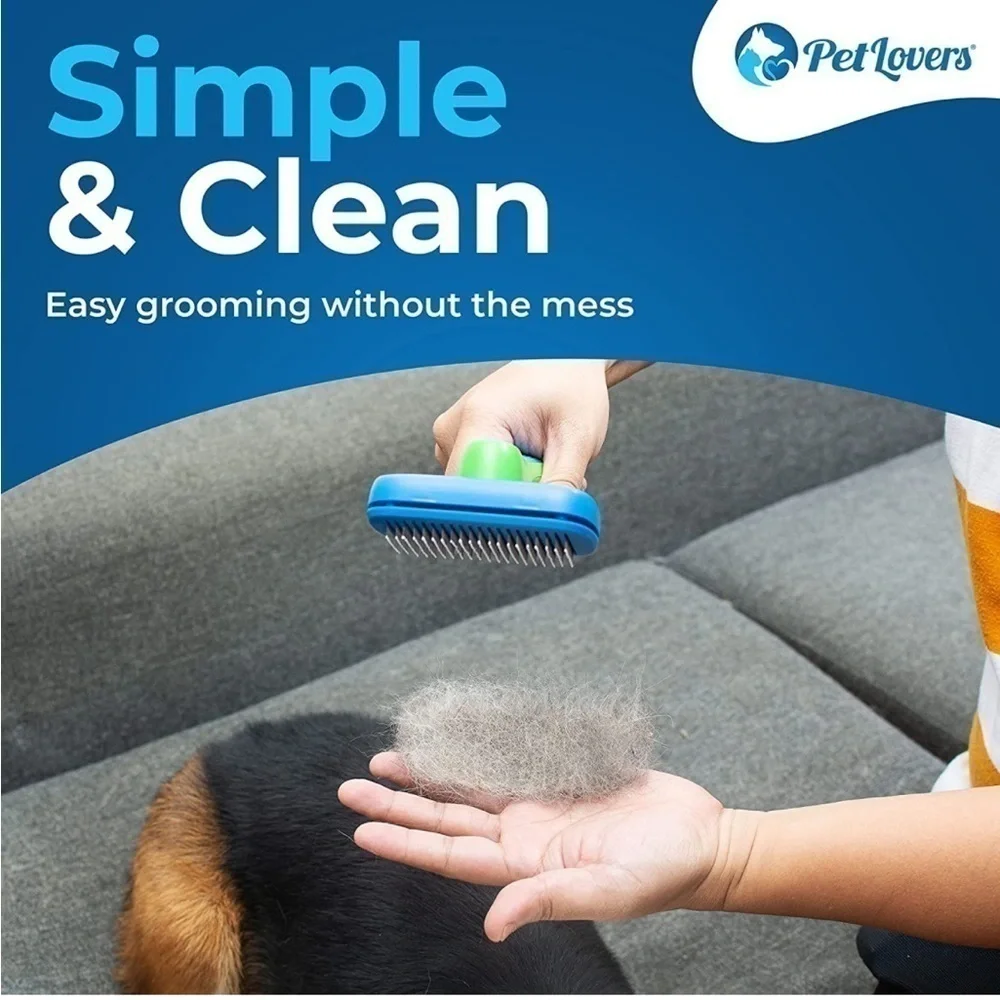 Brand New Self Cleaning Dog & Cat Hair Brush Shedding Grooming Tool Fur Comb